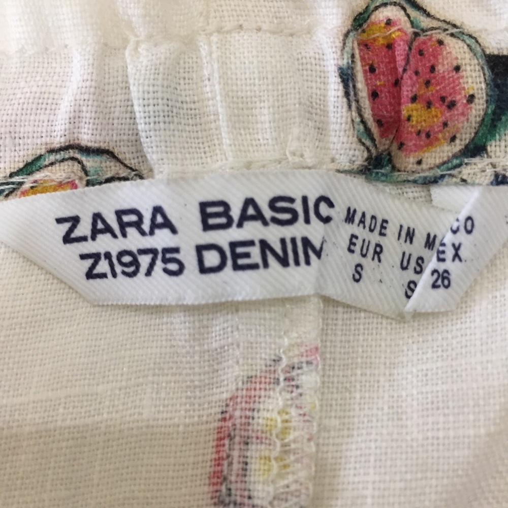 Zara Basic 100% Linen Fruit Print Off The Shoulder Top S - Picture 7 of 8